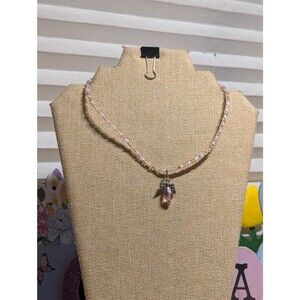 Y2K Coquette Pink Beaded Angel Pendant Necklace